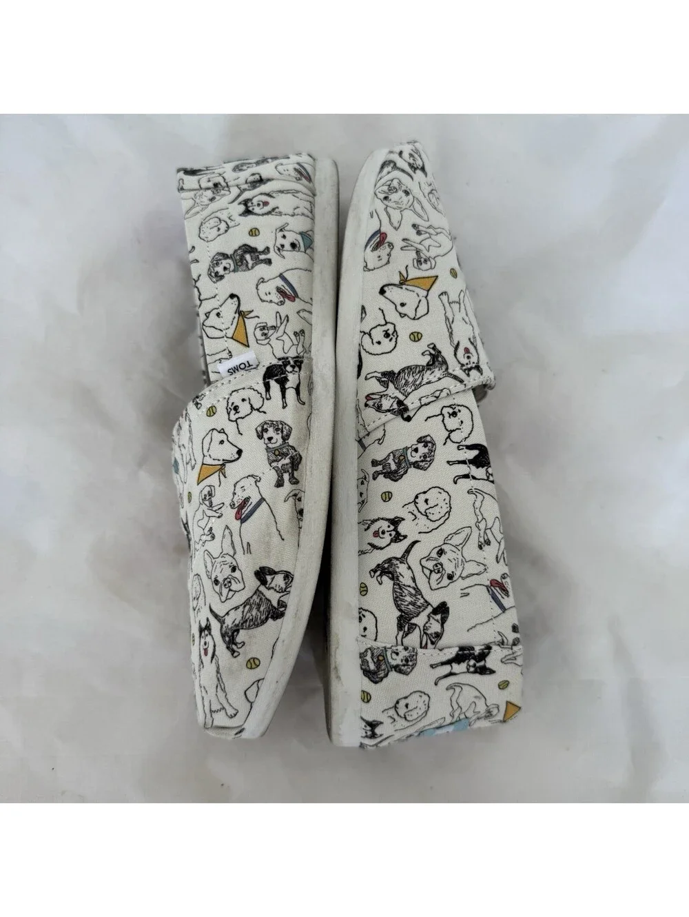 TOMS Alpargata Belmont White Office Dogs Shoes Size 8 Sneakers Black & White